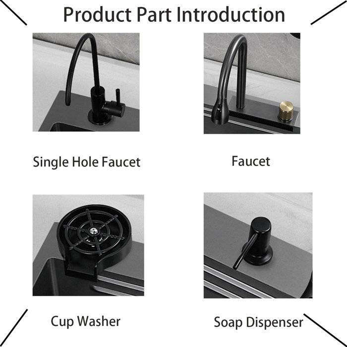 WATERMONY 18.1'' W Single Bowl Stainless Steel Undermount Kitchen Sink with 2 Faucet Holes Wayfair